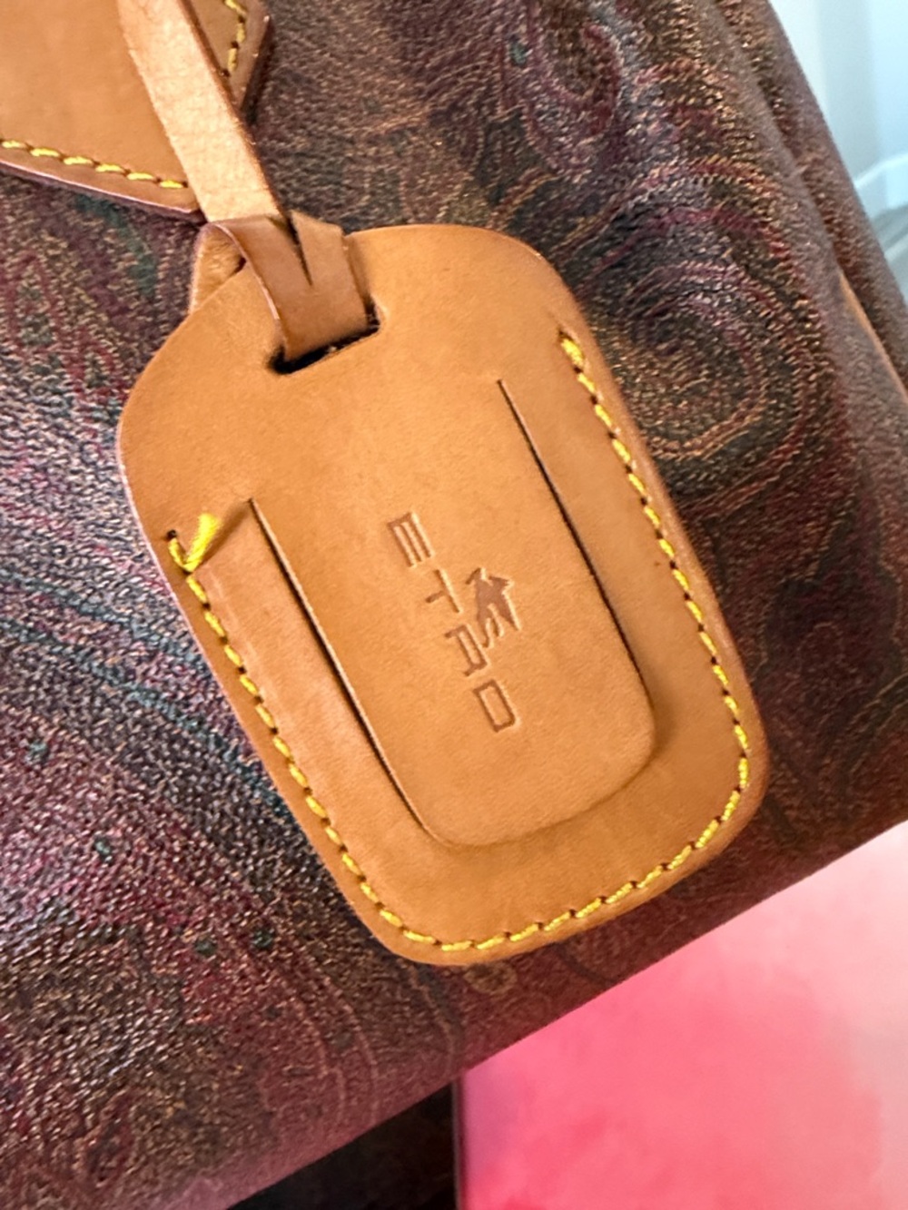 💼ETRO Paisley Print Bordeaux Boston Bag Vintage 1994 Made in Italy🇮🇹 - Picture 4 of 16